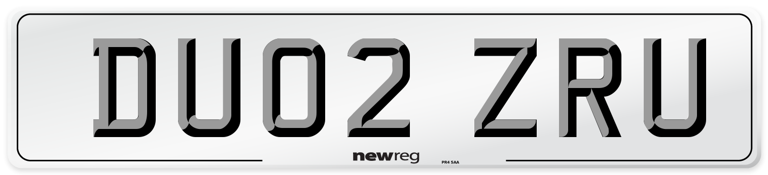 DU02 ZRU Number Plate from New Reg